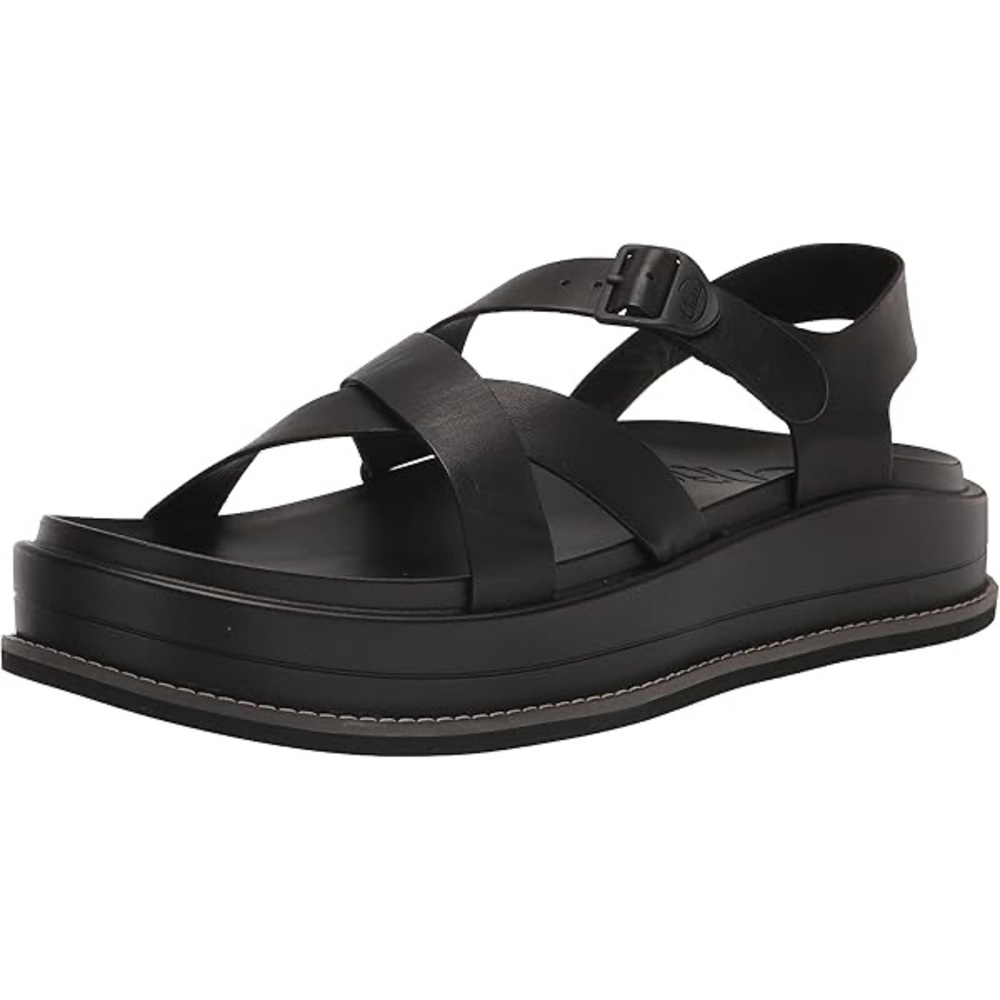 Chaco Townes Midform Sandal in black full-grain leather sz 8 - Picture 1 of 5